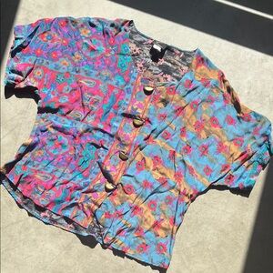 Colorful Women's Button-Up Top